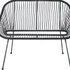 Banco De Jardim Em Rattan Preto 114 Cm Acapulco