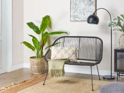 Banco De Jardim Em Rattan Preto 114 Cm Acapulco