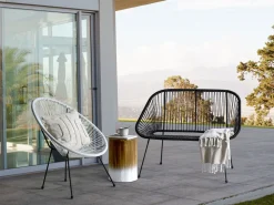 Banco De Jardim Em Rattan Preto 114 Cm Acapulco