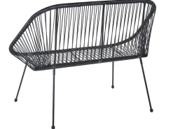 Banco De Jardim Em Rattan Preto 114 Cm Acapulco