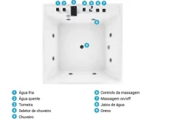 Banheira Autonoma De Hidromassagem Em Acrilico Branco 130 X 130 Cm Tahua