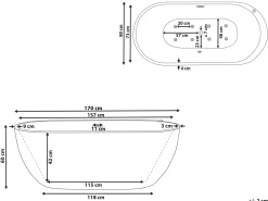 Banheira Autonoma De Hidromassagem Em Acrilico Branco Com Led 170 X 80 Cm Nevis Iii