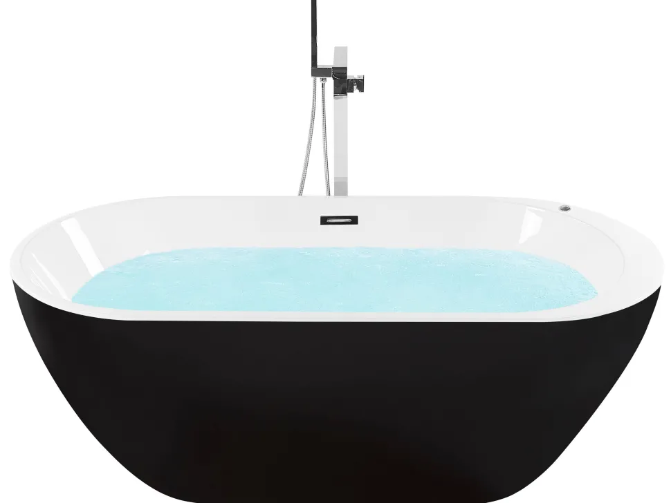 Banheira Autonoma De Hidromassagem Em Acrilico Preto Com Led 170 X 80 Cm Nevis