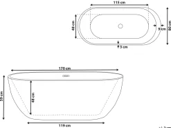 Banheira Autonoma De Hidromassagem Em Acrilico Preto Com Led 170 X 80 Cm Nevis