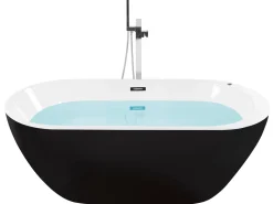 Banheira Autonoma De Hidromassagem Em Acrilico Preto Com Led 170 X 80 Cm Nevis