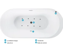 Banheira Autonoma De Hidromassagem Em Acrilico Preto Com Led 170 X 80 Cm Nevis