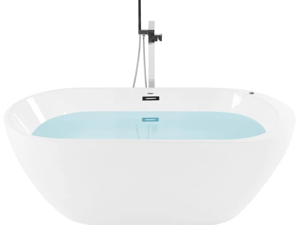 Banheira Autonoma De Hidromassagem Em Acrilico Branco Com Led 170 X 80 Cm Nevis