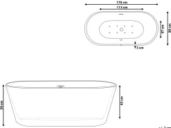 Banheira Autonoma De Hidromassagem Em Acrilico Branco Com Led 170 X 80 Cm Havana