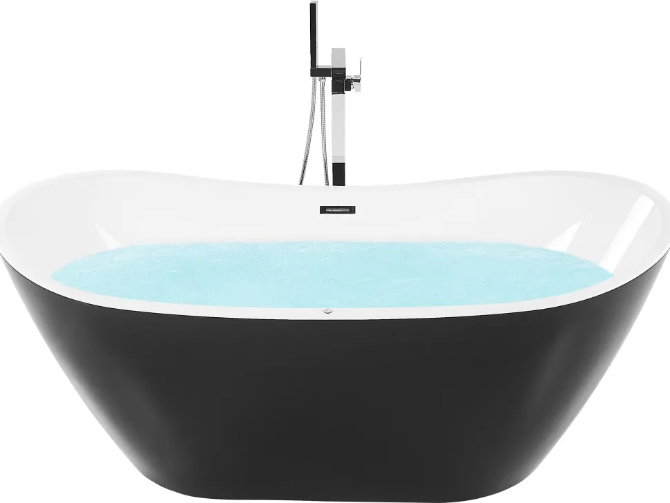 Banheira Autonoma De Hidromassagem Em Acrilico Preto Com Led 180 X 85 Cm Antigua