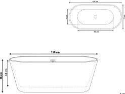 Banheira Autonoma Em Acrilico Preto 150 X 75 Cm Havana