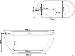 Banheira Autonoma Em Acrilico Azul Esverdeado 170 X 80 Cm Nevis