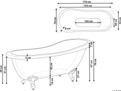 Banheira Autonoma Em Acrilico Azul 170 X 76 Cm Cayman