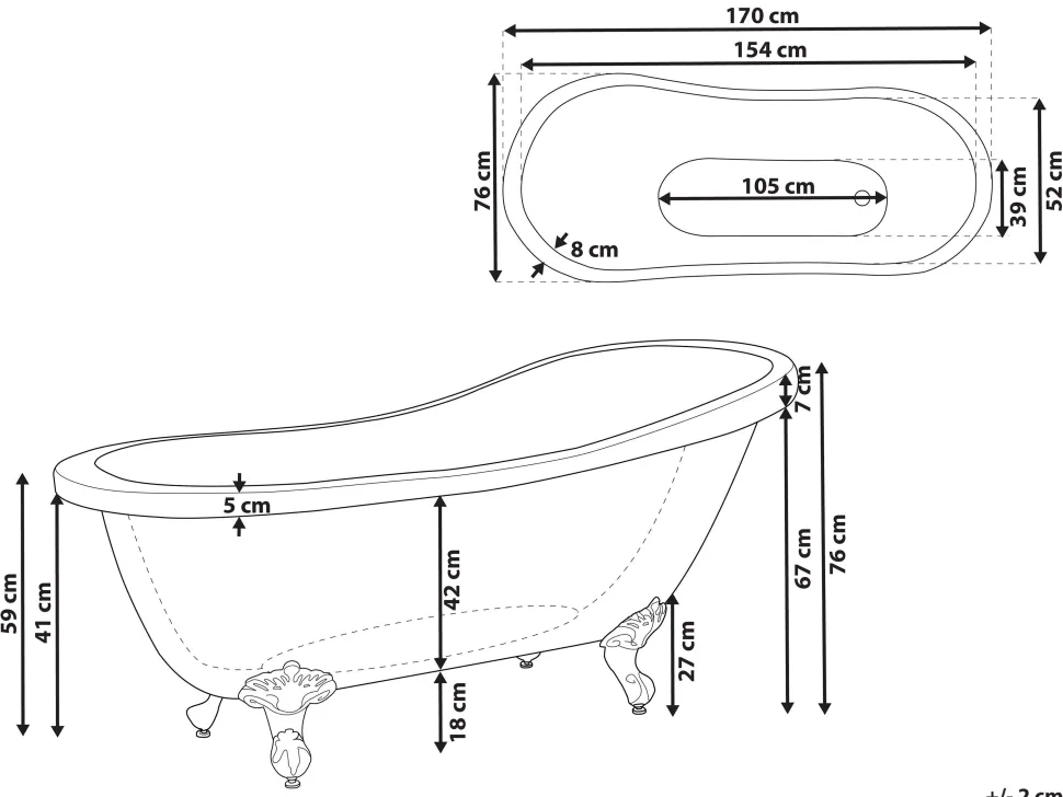 Banheira Autonoma Em Acrilico Azul 170 X 76 Cm Cayman