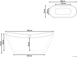 Banheira Autonoma Em Acrilico Preto 180 X 78 Cm Antigua