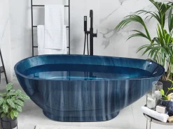 Banheira Autonoma Em Acrilico Azul Marinho Com Efeito De Marmore 170 X 80 Cm Rioja