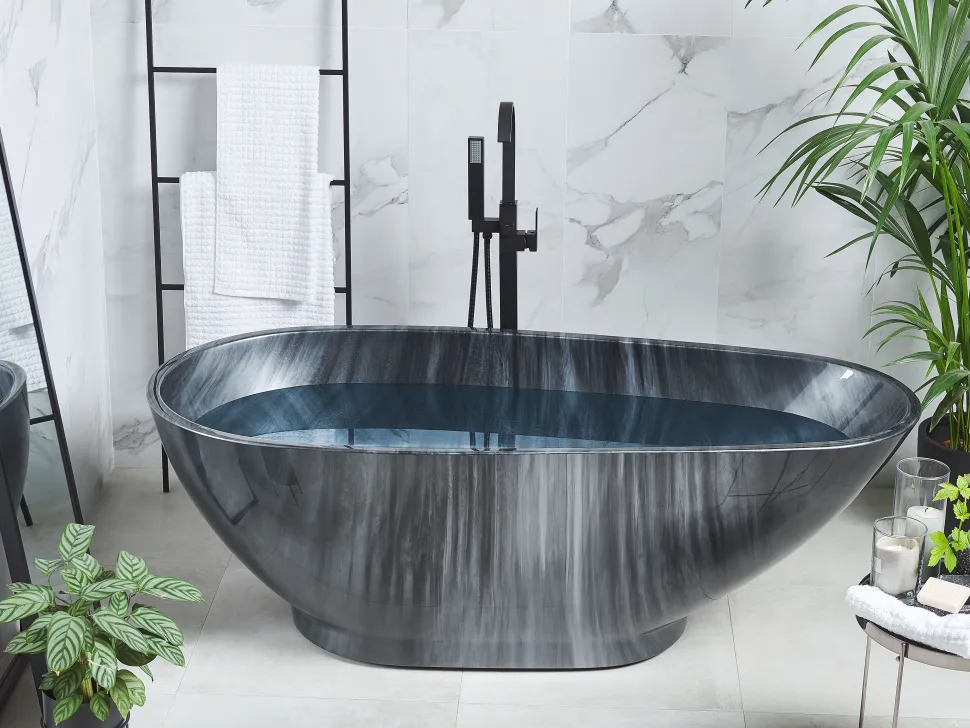 Banheira Autonoma Em Acrilico Preto Com Efeito De Marmore 170 X 80 Cm Rioja