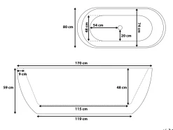 Banheira Autonoma Em Acrilico Branco 170 X 80 Cm Nevis