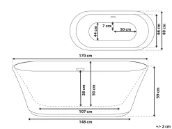 Banheira Autonoma Em Acrilico Branco 170 X 80 Cm Ovalle