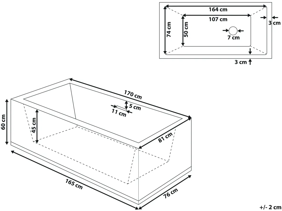 Banheira Autonoma Em Acrilico Preto 170 X 81 Rios