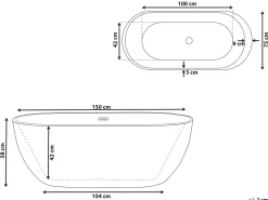 Banheira Autonoma Em Acrilico Preto 150 X 75 Cm Nevis