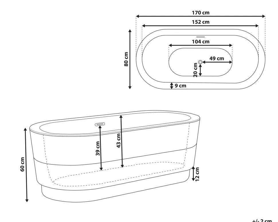 Banheira Autonoma Em Acrilico Branco 170 X 80 Cm Empresa
