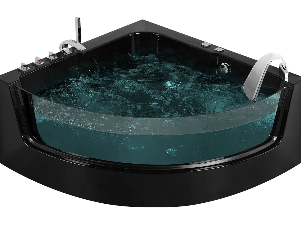 Banheira De Hidromassagem De Canto Em Acrilico Preto Com Led 190 X 135 Cm Marina