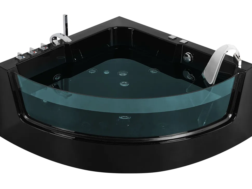 Banheira De Hidromassagem De Canto Em Acrilico Preto Com Led 190 X 135 Cm Marina