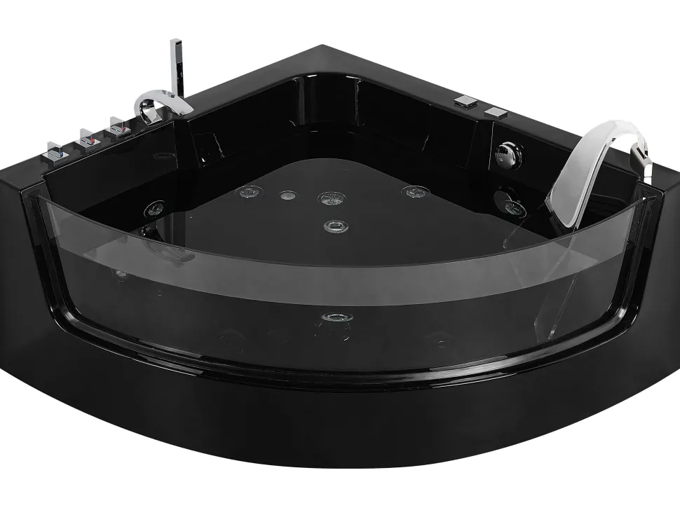 Banheira De Hidromassagem De Canto Em Acrilico Preto Com Led 190 X 135 Cm Marina