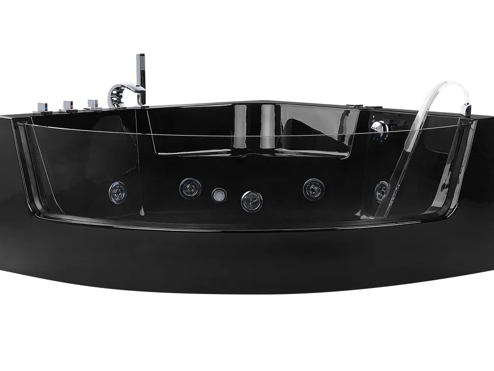 Banheira De Hidromassagem De Canto Em Acrilico Preto Com Led 190 X 135 Cm Marina