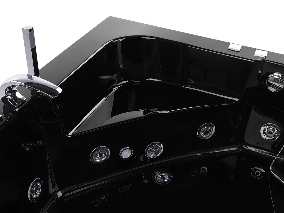 Banheira De Hidromassagem De Canto Em Acrilico Preto Com Led 190 X 135 Cm Marina