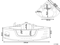 Banheira De Hidromassagem De Canto Em Acrilico Branco Com Led 214 X 155 Cm Martinica