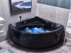 Banheira De Hidromassagem De Canto Em Acrilico Preto Com Led 140 X 140 Cm Baracoa