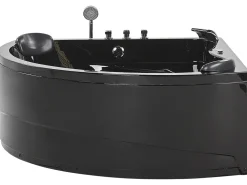 Banheira De Hidromassagem De Canto Em Acrilico Preto Com Led 140 X 140 Cm Baracoa