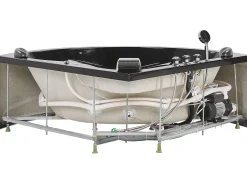 Banheira De Hidromassagem De Canto Em Acrilico Preto Com Led 140 X 140 Cm Baracoa