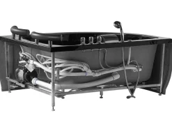 Banheira De Hidromassagem De Canto Versao A Esquerda Em Acrilico Preto Com Led 160 X 113 Cm Paradiso