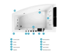 Banheira De Hidromassagem De Canto Versao A Direita Em Acrilico Branco 182 X 122 Cm Serrana