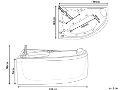 Banheira De Hidromassagem De Canto A Direita Com Led Em Branco Neiva