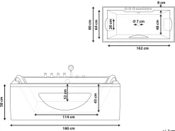 Banheira De Hidromassagem Em Acrilico Branco Com Led 180 X 80 Cm Hawes