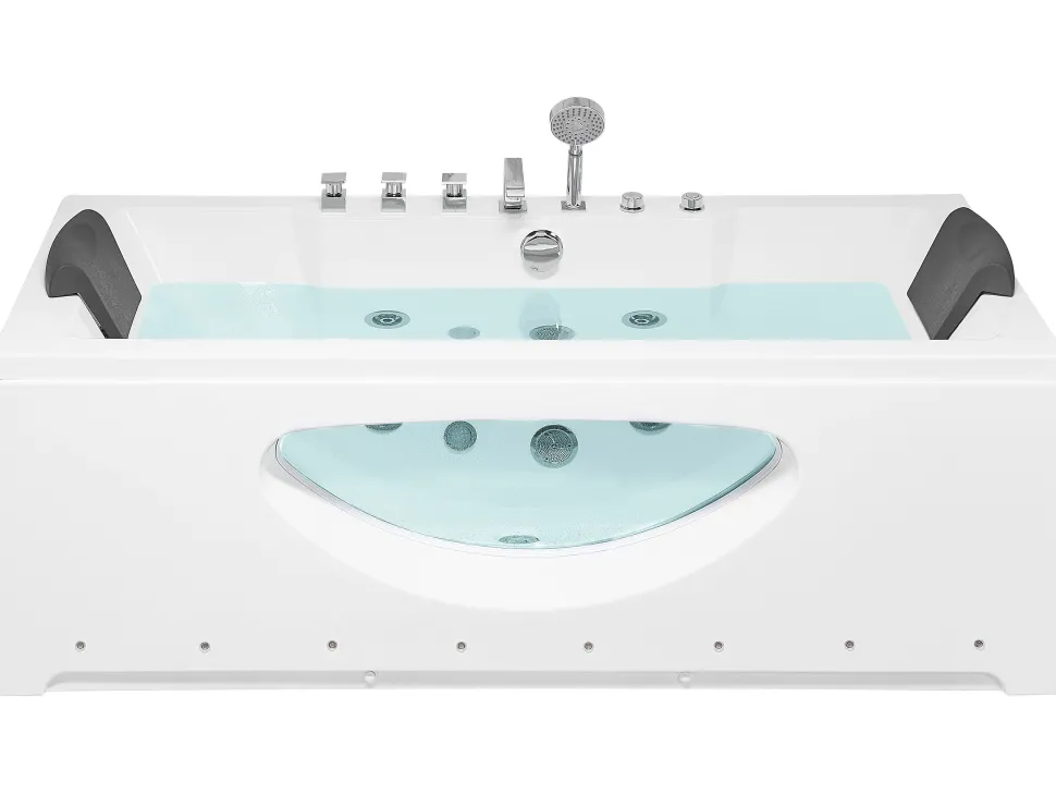 Banheira De Hidromassagem Em Acrilico Branco Com Led 180 X 80 Cm Hawes