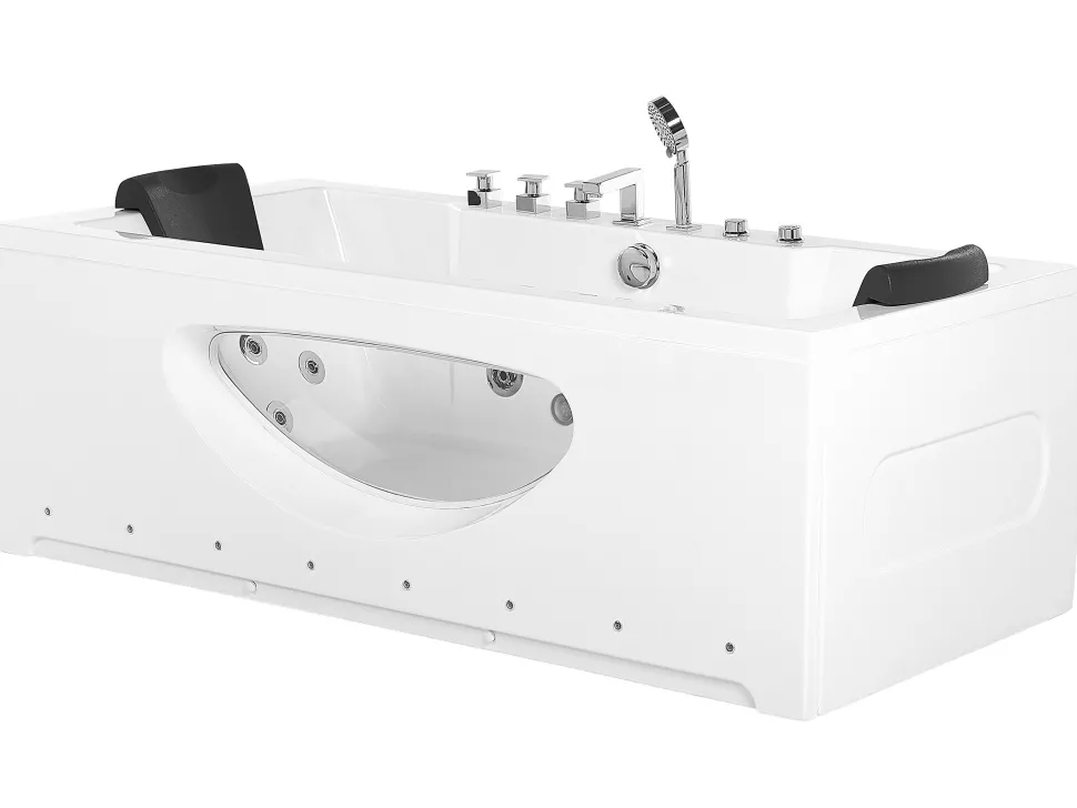 Banheira De Hidromassagem Em Acrilico Branco Com Led 180 X 80 Cm Hawes
