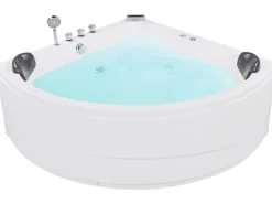 Banheira De Hidromassagem De Canto Em Acrilico Branco Com Led 140 X 140 Cm Baracoa