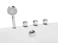 Banheira De Hidromassagem De Canto Em Acrilico Branco Com Led 140 X 140 Cm Baracoa