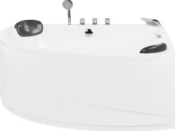 Banheira De Hidromassagem De Canto Em Acrilico Branco Com Led 140 X 140 Cm Baracoa