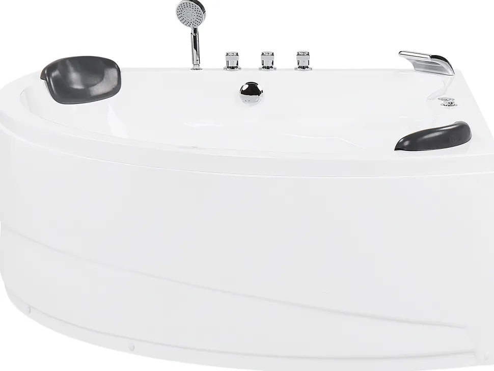 Banheira De Hidromassagem De Canto Em Acrilico Branco Com Led 140 X 140 Cm Baracoa