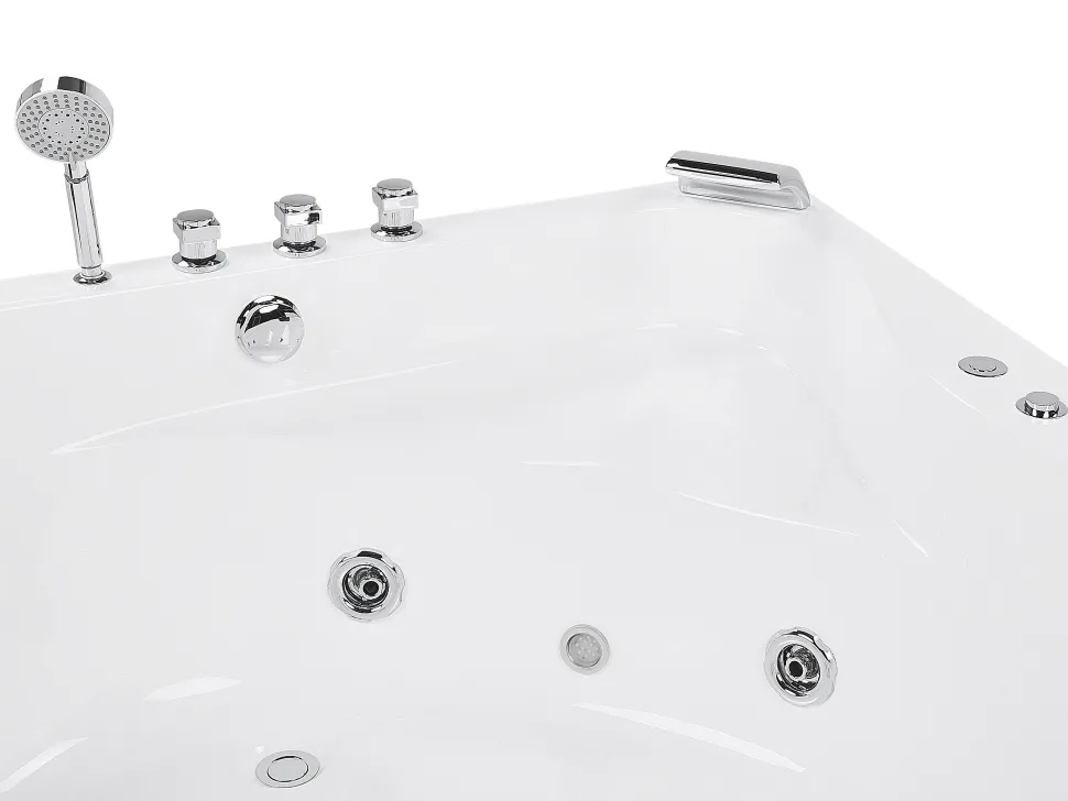 Banheira De Hidromassagem De Canto Em Acrilico Branco Com Led 140 X 140 Cm Baracoa
