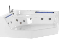 Banheira De Hidromassagem De Canto Em Acrilico Branco Com Led 211 X 150 Cm Caceres