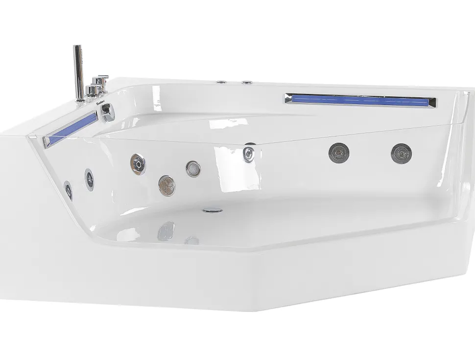 Banheira De Hidromassagem De Canto Em Acrilico Branco Com Led 211 X 150 Cm Caceres