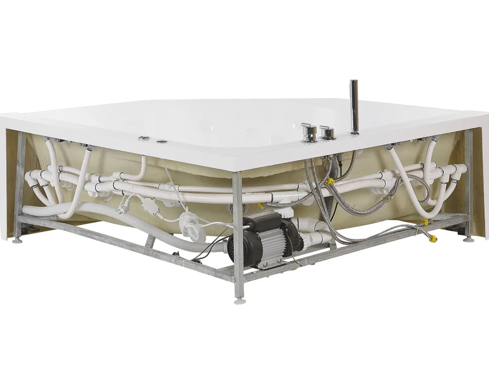 Banheira De Hidromassagem De Canto Em Acrilico Branco Com Led 211 X 150 Cm Caceres