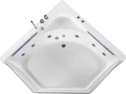 Banheira De Hidromassagem De Canto Em Acrilico Branco Com Led 211 X 150 Cm Caceres