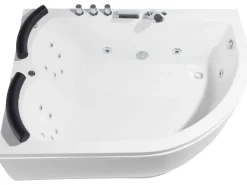 Banheira De Hidromassagem De Canto Versao A Direita Em Acrilico Branco Com Led 160 X 113 Cm Paradiso